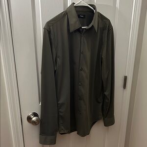 Theory Olive Button-Up Shirt